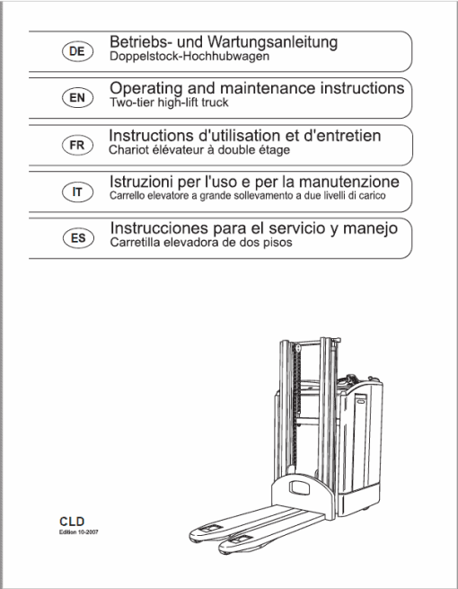 OM PIMESPO TLR, CLD and CLR Pallet Stacker Workshop Repair Manual - Image 4