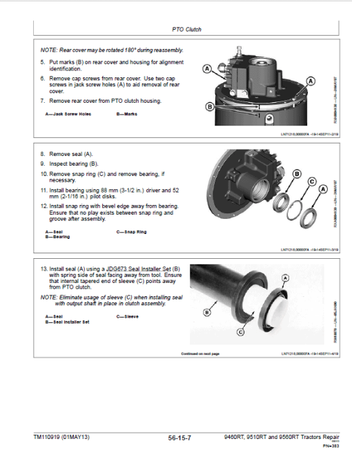 John Deere 9460RT, 9560RT, 9560RT Tractors Repair Technical Manual - Image 4