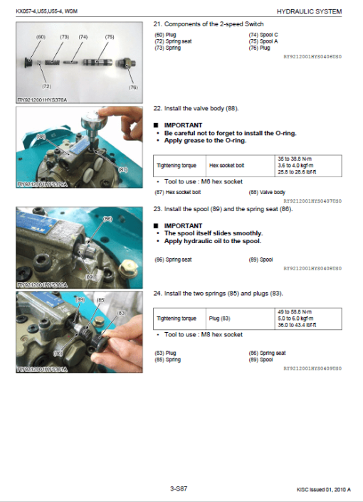 Kubota KX057-4, U55, U55-4 Excavator Workshop Service Manual - Image 3