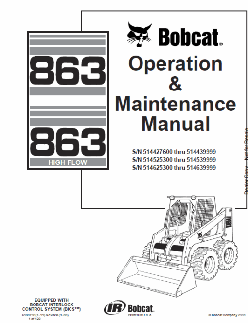 Bobcat 863 and 863H Skid-Steer Loader Service Manual - Image 9