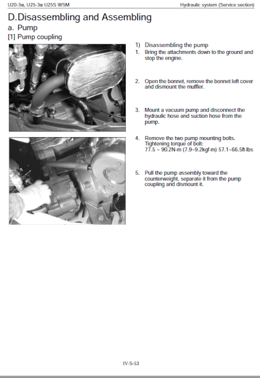 Kubota U25S, U20-3a, U25-3a Workshop Service Manual - Image 4