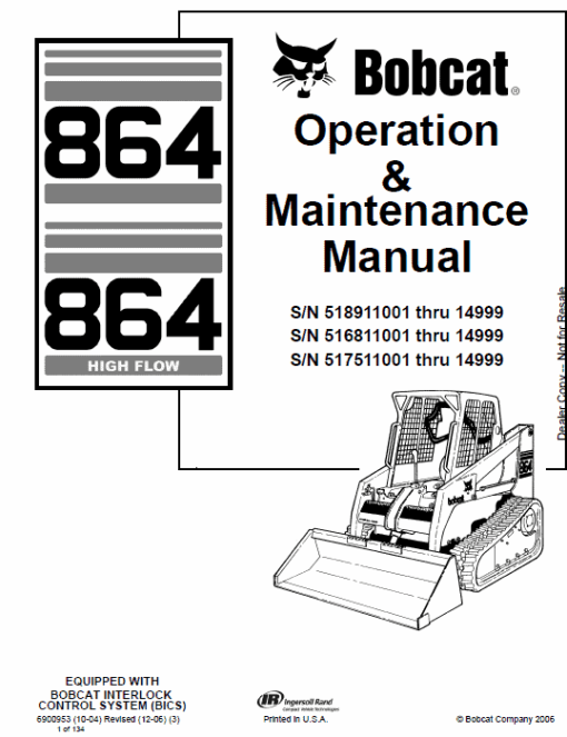 Bobcat 864 and 864H Skid-Steer Loader Service Manual - Image 7