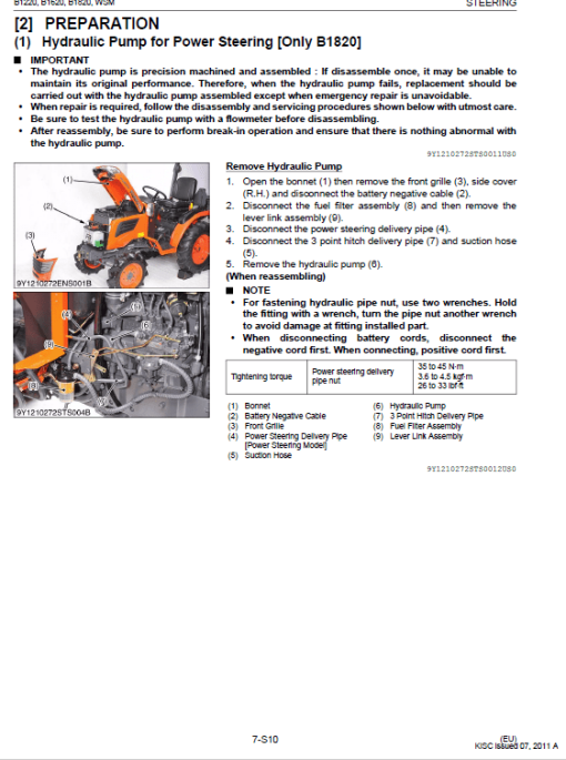 Kubota B1220, B1620, B1820 Tractor Workshop Manual - Image 4