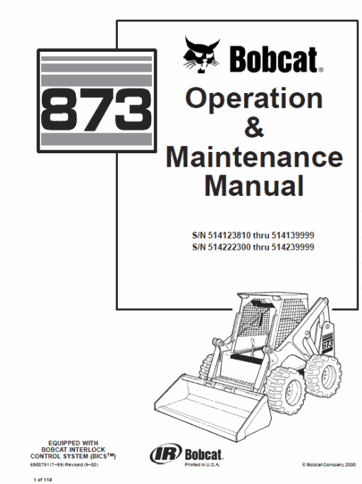 Bobcat 873 Skid-Steer Loader Service Manual - Image 2