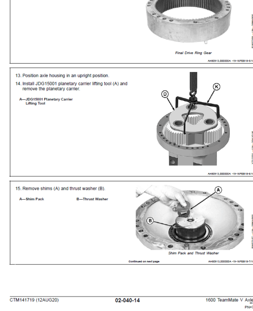 John Deere TeamMate V 1600 Series Inboard Planetary Axles Component Technical Manual (CTM141719) - Image 4