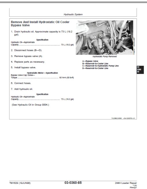 John Deere 244H Loader Repair Technical Manual - Image 3