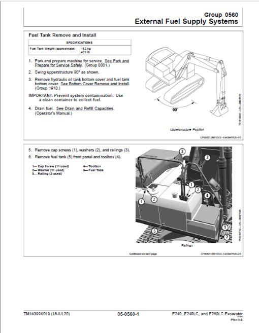 John Deere E240, E240LC, E260LC Excavator Repair Manual (See Applicable Serial) - Image 4