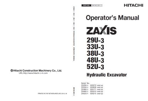 Hitachi ZX48U-3, ZX52U-3 Excavator Technical Repair Manual - Image 4