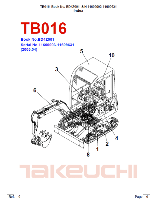 Takeuchi TB014 and TB016 Compact Excavator Service Manual - Image 3