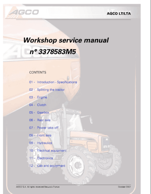 AGCO LT75A, LT85A, LT90A, LT95A Tractor Workshop Service Manual - Image 4