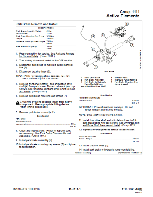 John Deere 544K 4WD Loader Technical Manual (SN. D000001 - D001000) - Image 4