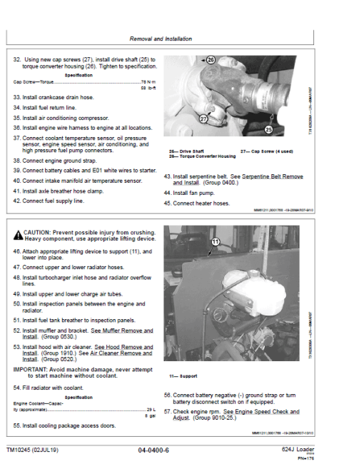 John Deere 624J Loader Repair Technical Manual (SN. after 611797) - Image 4