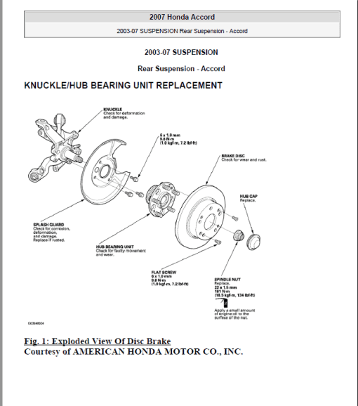 HONDA ACCORD 2003, 2004, 2005, 2006, 2007 Workshop Repair Manual - Image 3