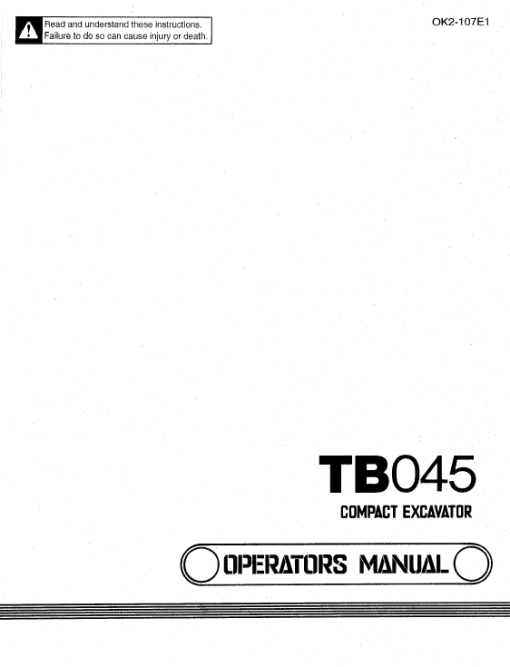 Takeuchi TB045 Compact Excavator Service Manual - Image 3