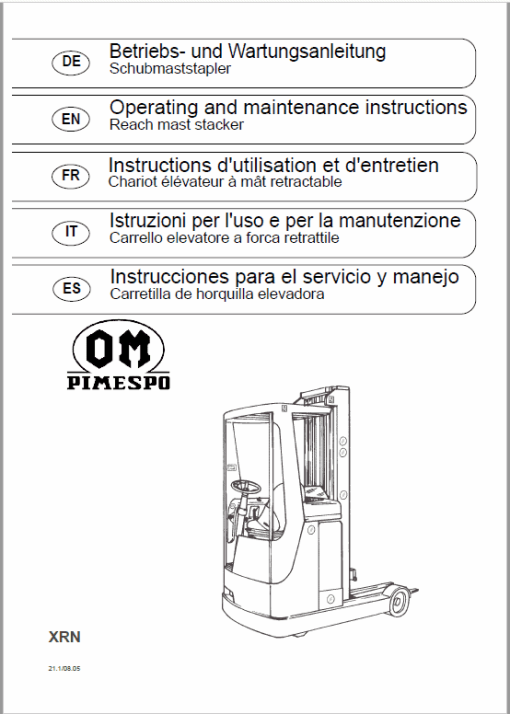 OM Pimespo XRN Reach Trucks Workshop Repair Manual - Image 4