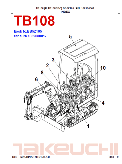 Takeuchi TB108 Compact Excavator Service Manual - Image 4