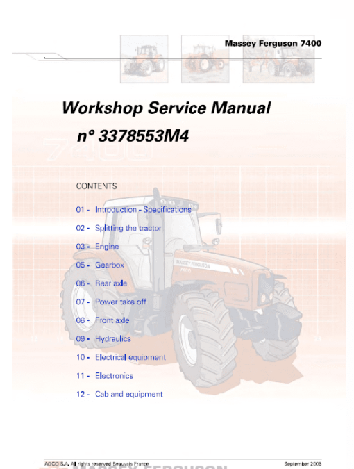 Massey Ferguson 7485, 7490, 7495, 7497, 7499 Tractor Service Manual - Image 8