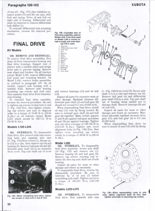 Kubota L185, L235, L245, L285, L295, L305, L345, L355 Tractor Manual - Image 5