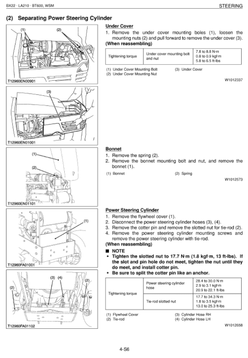 Kubota BX22, LA210, BT600 Tractor Loader Workshop Service Manual - Image 4