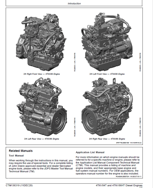 John Deere 4TNV84T and 4TNV86HT Diesel Engines Repair Manual (CTM136319) - Image 4