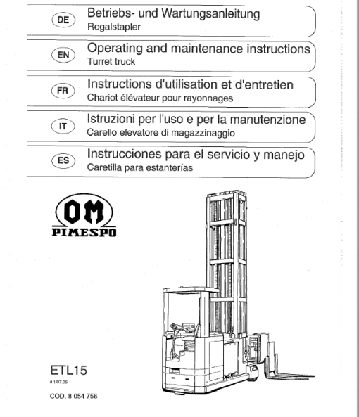 OM Pimespo ETL15 Forklift Workshop Manual - Image 4