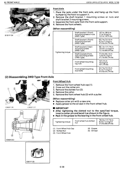 Kubota L3010, L3410, L3710, L4310, L4610 Tractor Workshop Manual - Image 4