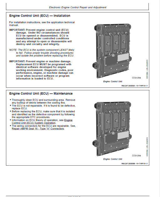 John Deere 4045, 6068 2-Valve Diesel Engine - Level 25 ECU Repair Manual (CTM152819) - Image 4