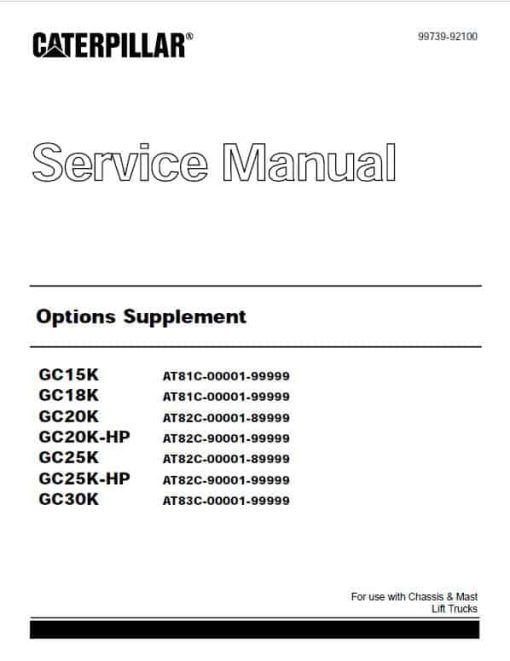 CAT GC15K, GC18K, GC20K, GC20K HP Forklift Lift Truck Service Manual - Image 4