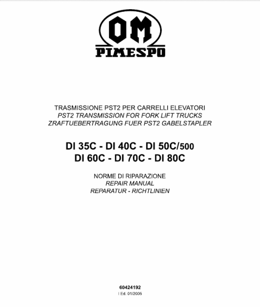 OM Pimespo DI50CH, DI60C, DI70C and DI80C Forklift Workshop Manual - Image 4