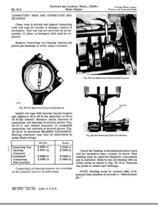 John Deere JD400 Tractor Repair Technical Manual (SM2074) - Image 4