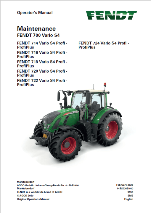 Fendt 714, 716, 718, 720, 722, 724 Vario S4 Tractors Workshop Repair Manual - Image 5