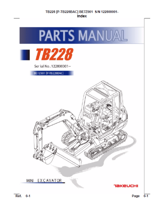 Takeuchi TB228 Compact Excavator Service Manual - Image 3