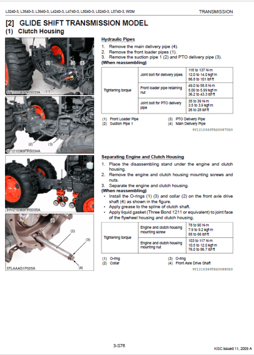 Kubota L3240-3, L3540-3, L3940-3, L4240-3 Tractor Workshop Manual - Image 4