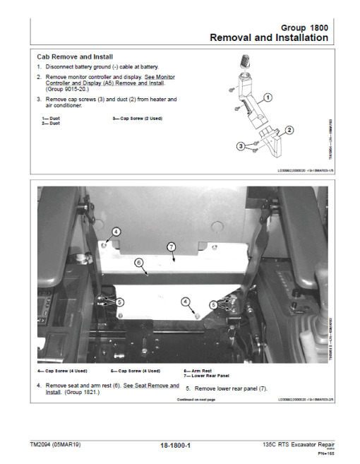 John Deere 135C RTS Excavator Repair Technical Manual - Image 4