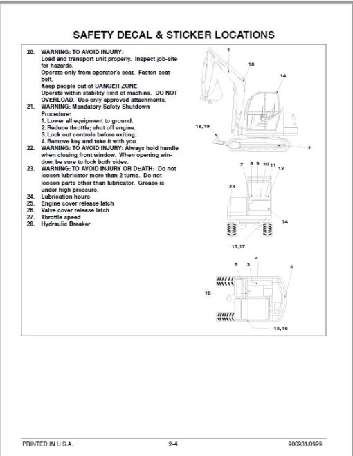 Gehl GE 502, GE 602, GE 652 Mini Excavator Repair Service Manual - Image 4