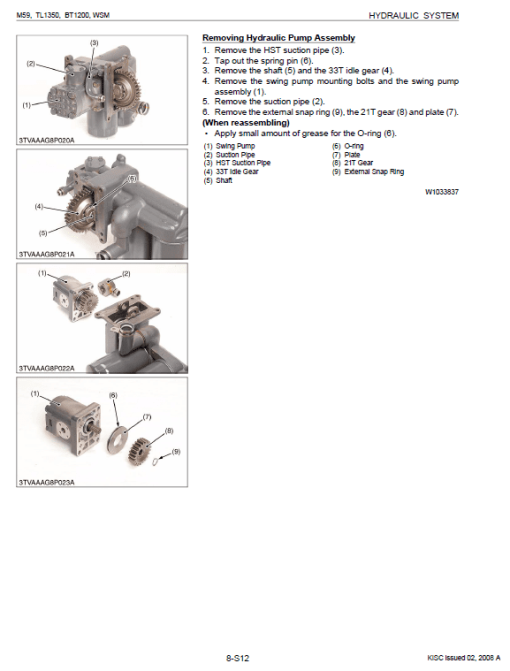 Kubota M59, TL1350, BT1200 Tractor Workshop Manual - Image 4