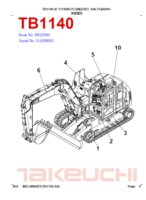 Takeuchi TB1140 Compact Excavator Service Manual - Image 3