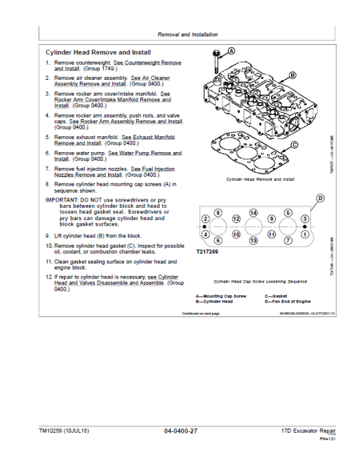 John Deere 17D Excavator Repair Technical Manual - Image 4