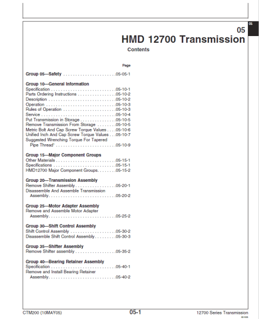 John Deere HMD 12700 Series Transmission Service Repair Manual (CTM200) - Image 3