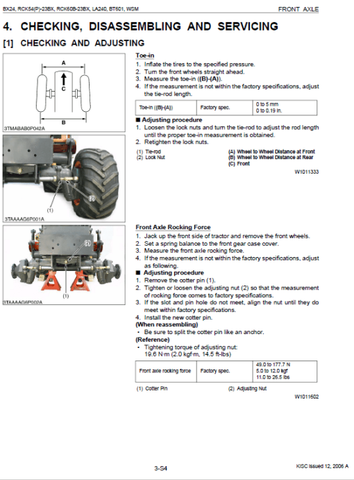 Kubota BX24, LA240, BT601 Tractor Loader Workshop Manual - Image 4