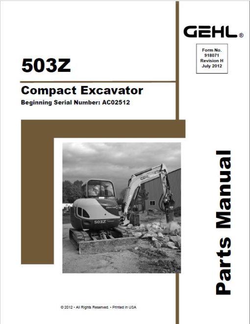 Gehl GE 503Z, GE 603 Mini Excavator Repair Service Manual - Image 4