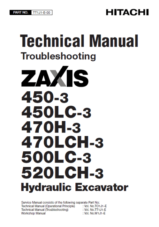 Hitachi ZX450-3, ZX470LCH-3 and ZX520LCH-3 Excavator Service Repair Manual - Image 3