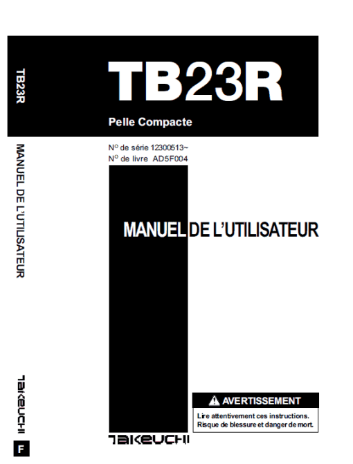 Takeuchi TB23R Excavator Parts Manual