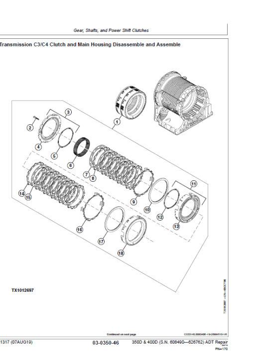 John Deere 350D, 400D Articulated Dump Truck Repair Manual (S.N 608490 - 626762) - Image 4