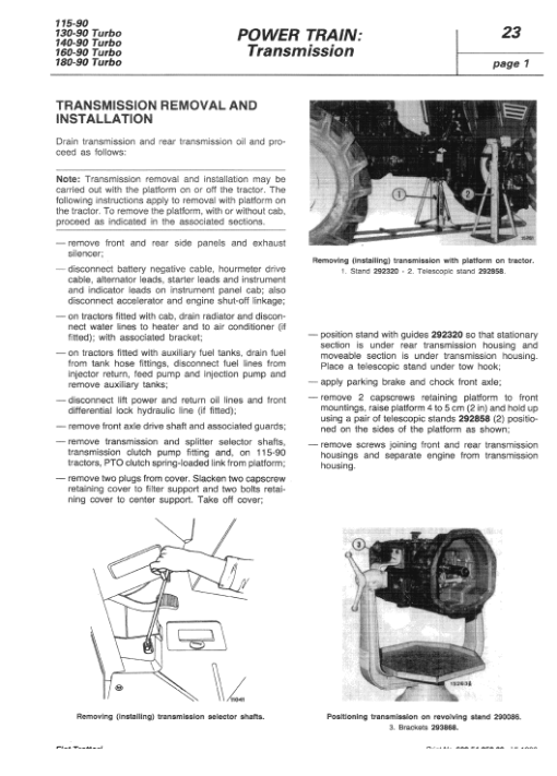 Fiat 115-90, 130-90, 140-90, 160-90, 180-90 Tractor Service Manual - Image 4