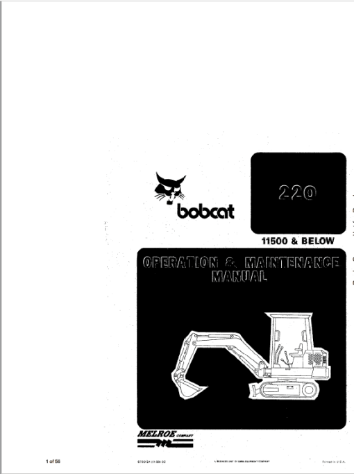 Bobcat X220 Excavator Service Manual - Image 3