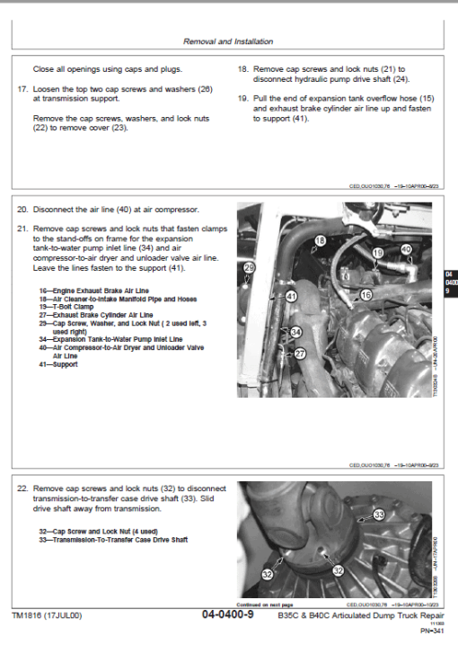 John Deere B35C, B40C Articulated Dump Truck Repair Technical Manual - Image 4