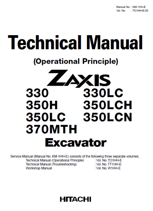 Hitachi ZX330, ZX330LC, ZX350LCH, ZX370MTH ZAXIS Excavator Repair Manual - Image 5