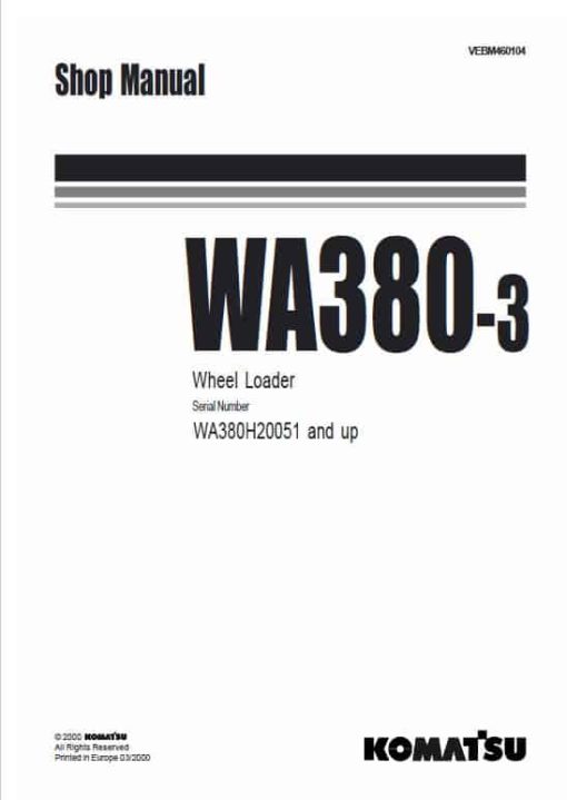 Komatsu WA380-3 Wheel Loader Service Manual - Image 4