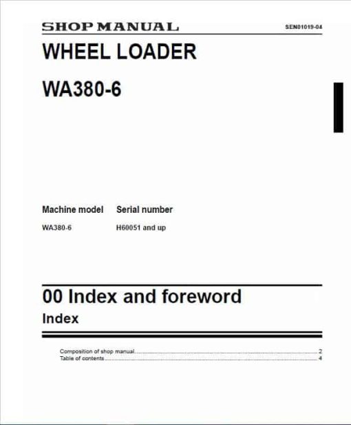 Komatsu WA380-6 Wheel Loader Service Manual - Image 4